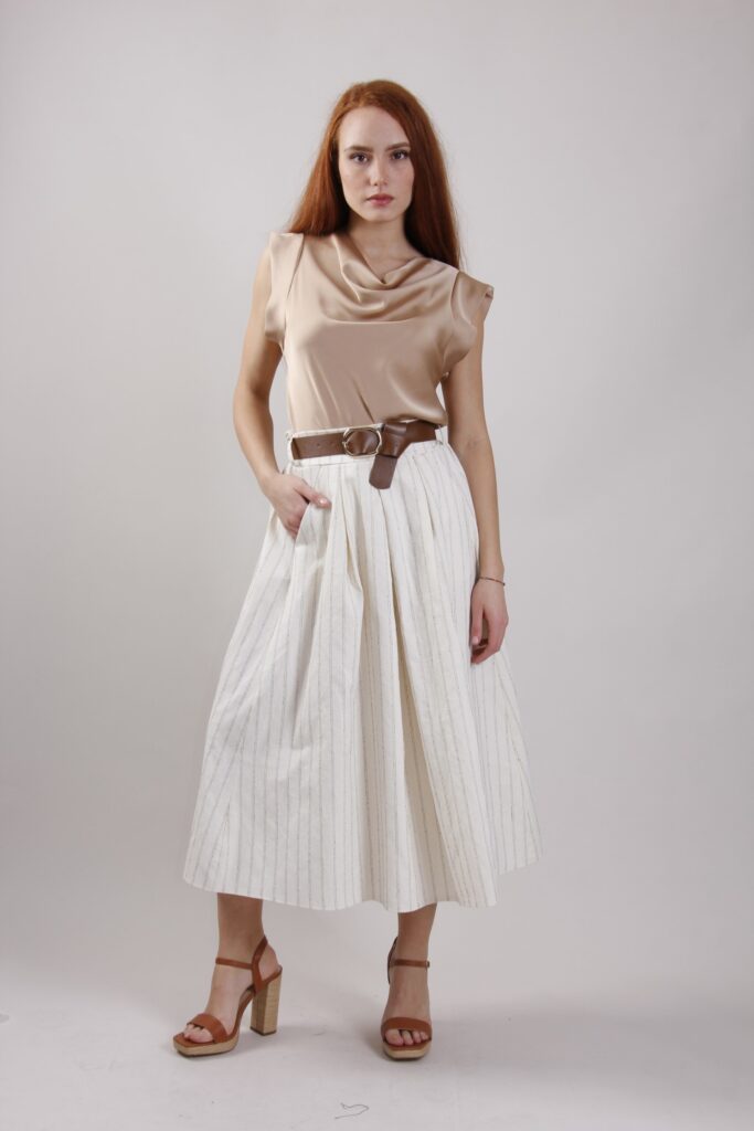 GONNA A RIGHE CON CINTURA 