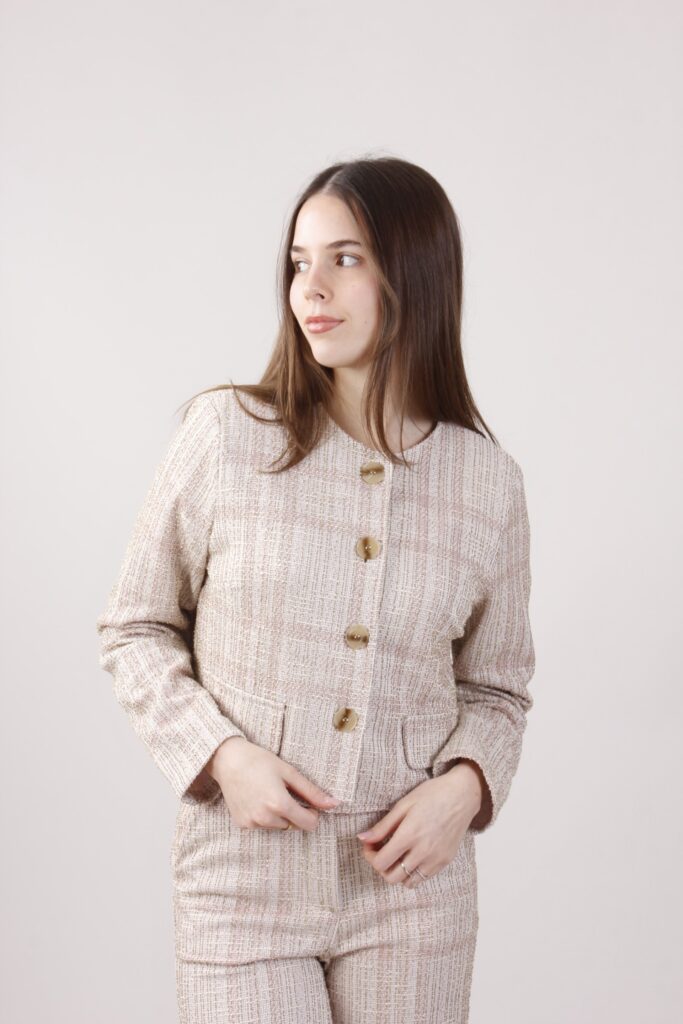 GIACCA IN TWEED TESSUTO LUREX 