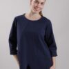 MAGLIA PUNTO MILANO CON TASCA LATERALE E PICCOLO SPACCO SUL DAVANTI - Blu, M