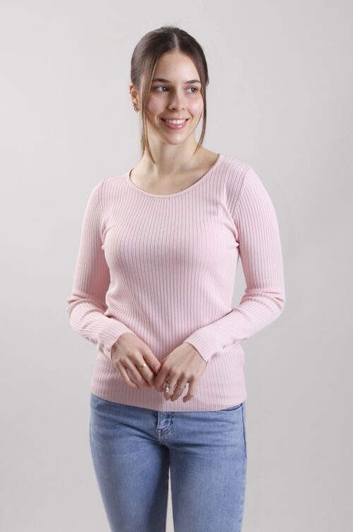 Alternative view of MAGLIA A COSTINE CON BOTTONCINI ALLE MANICHE