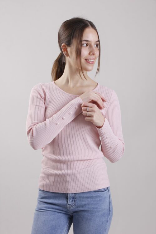 MAGLIA A COSTINE CON BOTTONCINI ALLE MANICHE