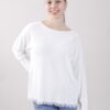 MAGLIA CON ORLO SFRANGIATO - Panna, TU