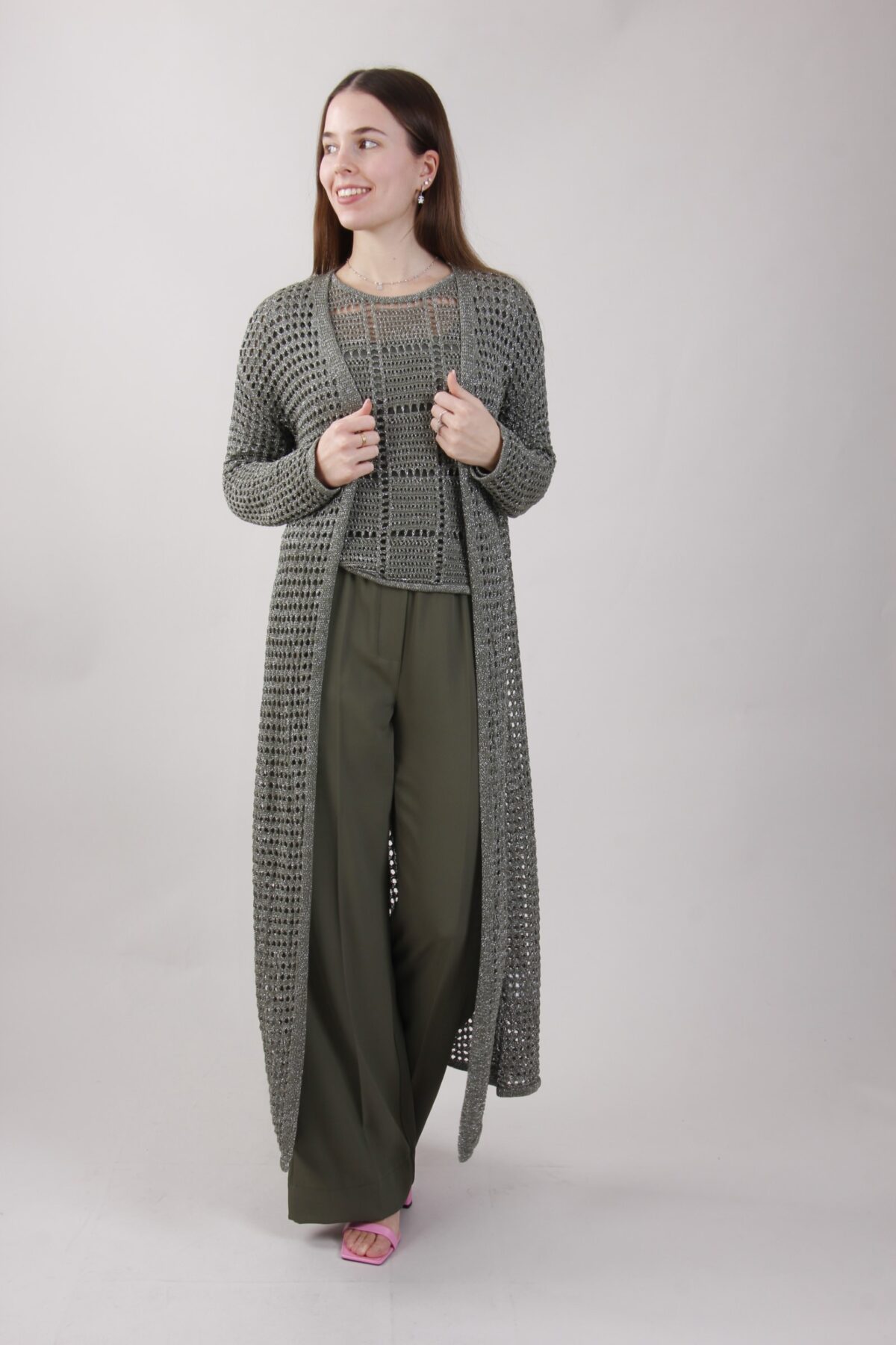 CARDIGAN TRAFORATO IN LUREX