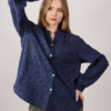CAMICIA IN SANGALLO COLLETTO ALLA COREANA - Blue, TU