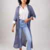 CARDIGAN TRAFORATO A MANICHE CORTE IN LUREX - Blu, TU