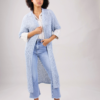 CARDIGAN TRAFORATO A MANICHE CORTE IN LUREX - Celeste, TU