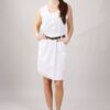 ABITO SMANICATO IN COTONE CON CINTURINA - Bianco, M