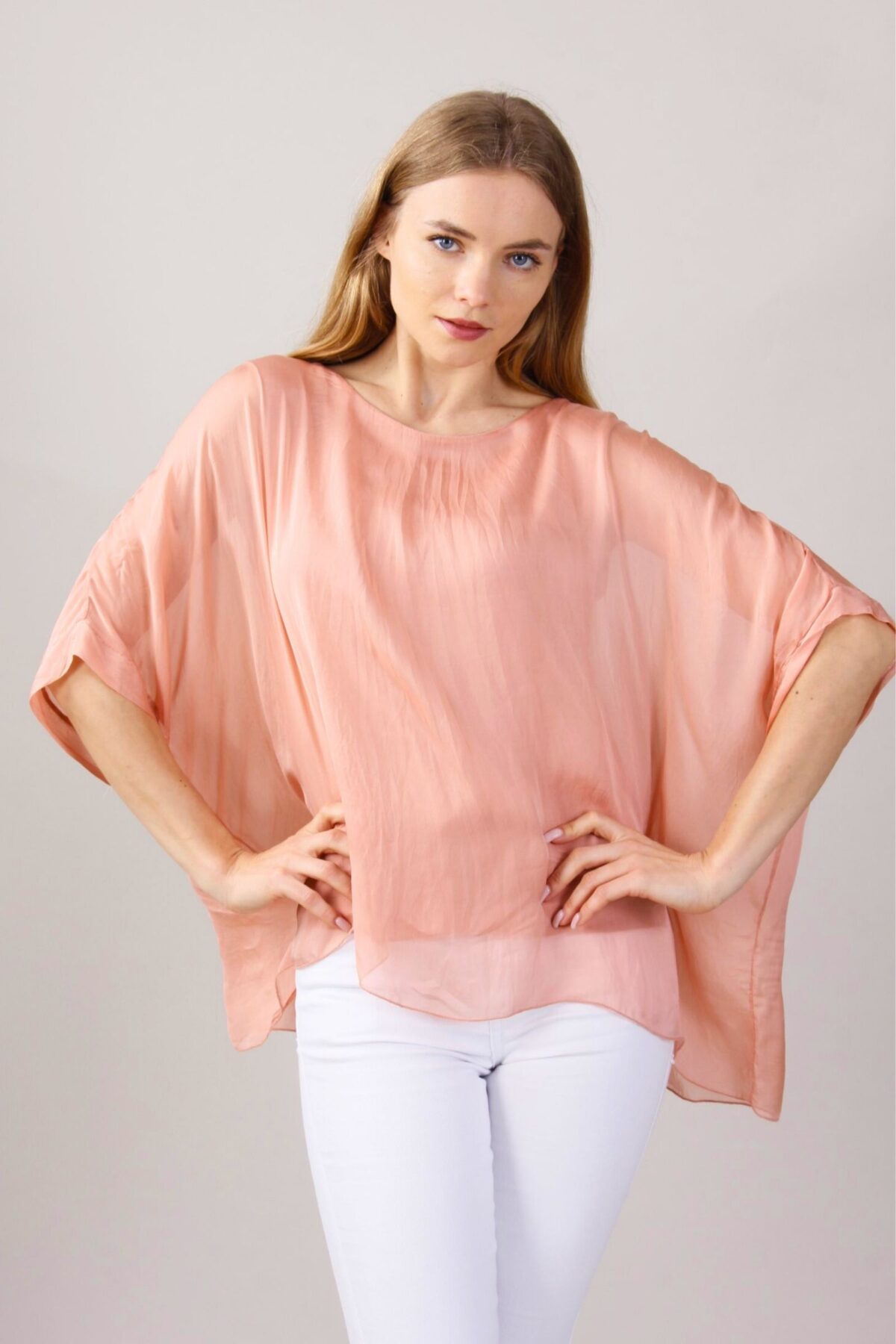MAGLIA MANICHE A PIPISTRELLO IN MISTO SETA