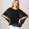 MAGLIA MANICHE A PIPISTRELLO IN MISTO SETA - Black, TU