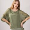 MAGLIA MANICHE A PIPISTRELLO IN MISTO SETA - Military Olive, TU