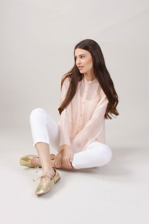 CAMICIA IN SETA COLLETTO ALLA COREANA