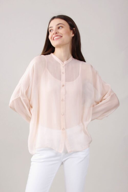 Alternative view of CAMICIA IN SETA COLLETTO ALLA COREANA