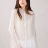 CAMICIA IN SETA COLLETTO ALLA COREANA - Avorio, TU
