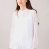CAMICIA IN SETA COLLETTO ALLA COREANA - Bianco, TU