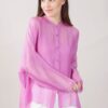 CAMICIA IN SETA COLLETTO ALLA COREANA - Ciclamino, TU