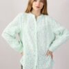 CAMICIA IN SANGALLO COLLETTO ALLA COREANA - Verde acqua, TU