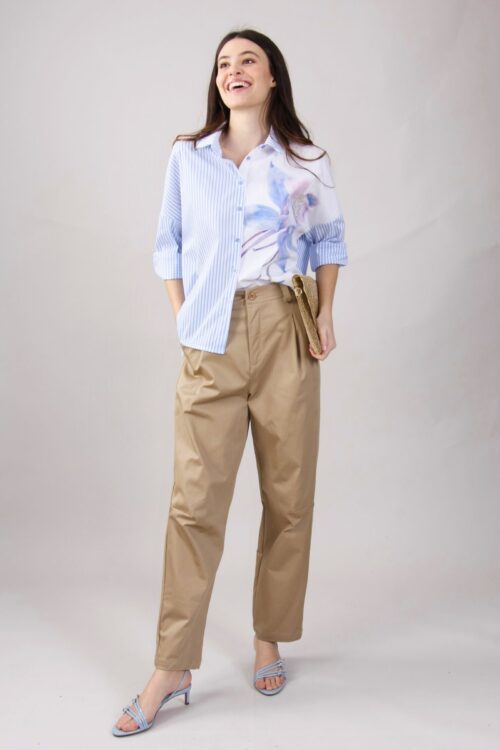 PANTALONI CON PINCES IN COTONE