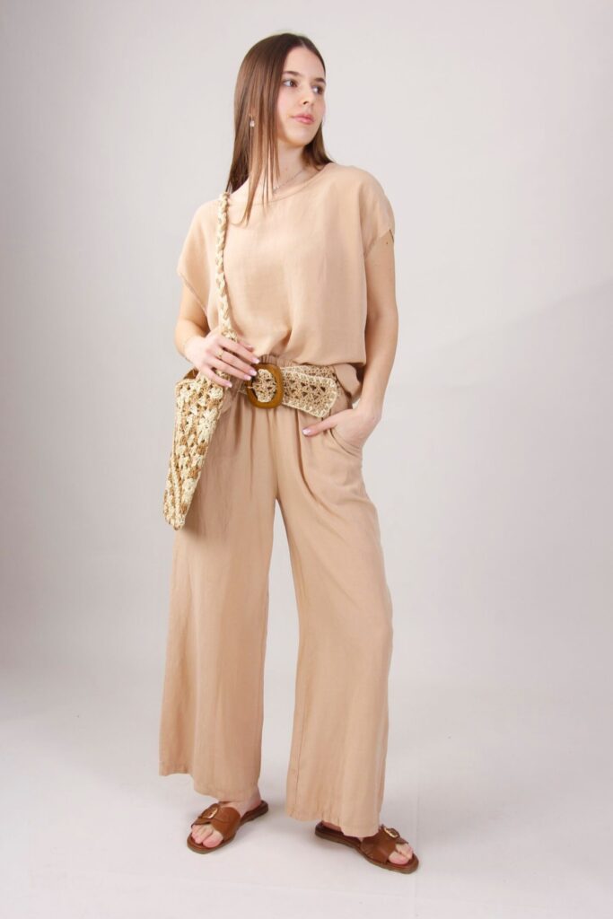 PANTALONI IN MISTO LINO 
