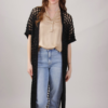 CARDIGAN TRAFORATO A MANICHE CORTE IN LUREX - Fantasia nero, TU