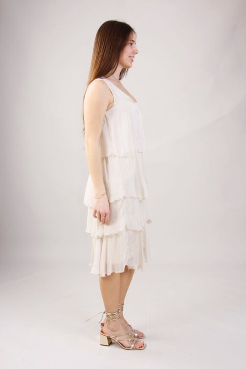 Alternative view of ABITO SMANICATO A BALZE IN MISTO SETA