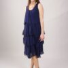 ABITO SMANICATO A BALZE IN MISTO SETA - Blue, M