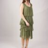 ABITO SMANICATO A BALZE IN MISTO SETA - Military Olive, M
