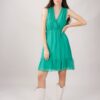 MINIABITO IN SETA SCOLLO INCROCIATO - Verde smeraldo, M