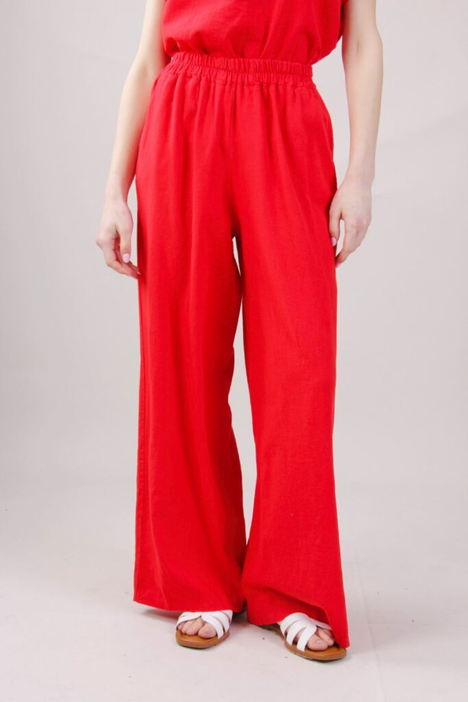 PANTALONI AMPI A PALAZZO IN MISTO LINO 