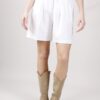 SHORTS IN MISTO LINO CON CINTURA - Bianco, S