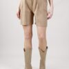 SHORTS IN MISTO LINO CON CINTURA - Sand, S