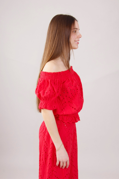 Alternative view of BLUSA IN PIZZO SANGALLO SCOLLO A BARCA