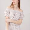 BLUSA IN PIZZO SANGALLO SCOLLO A BARCA - Beige, TU