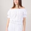 BLUSA IN PIZZO SANGALLO SCOLLO A BARCA - Bianco, TU