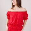 BLUSA IN PIZZO SANGALLO SCOLLO A BARCA - Rosso, TU