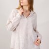 BLUSA A MANICHE LUNGHE SCOLLO A V IN SANGALLO - Beige, TU