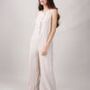 TUTA INTERA SMANICATA A RIGHE IN MISTO LINO - Beige, TU
