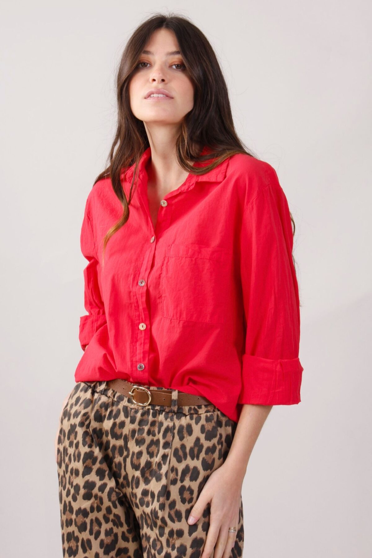 CAMICIA IN COTONE CON TASCA FRONTALE