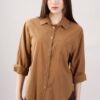 CAMICIA IN COTONE CON TASCA FRONTALE - Cammello, L