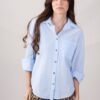 CAMICIA IN COTONE CON TASCA FRONTALE - Celeste, L