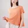 T-SHIRT IN LINO CON SPALLA SCESA - Arancio, TU