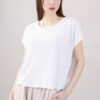 T-SHIRT IN LINO CON SPALLA SCESA - Bianco, TU
