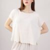 T-SHIRT IN LINO CON SPALLA SCESA - Burro, TU