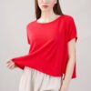 T-SHIRT IN LINO CON SPALLA SCESA - Rosso, TU