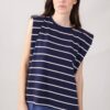 MAGLIA SENZA MANICHE A RIGHE - Blu, TU