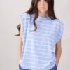 MAGLIA SENZA MANICHE A RIGHE - Celeste, TU