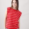 MAGLIA SENZA MANICHE A RIGHE - Rosso, TU