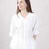 BLUSA IN SANGALLO CON MANICHE A PALLONCINO - Bianco, TU