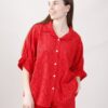 BLUSA IN SANGALLO CON MANICHE A PALLONCINO - Rosso, TU