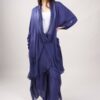 MAGLIA LUNGA INCROCIATA IN MISTO SETA - Blu, TU