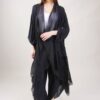 MAGLIA LUNGA INCROCIATA IN MISTO SETA - Black, TU